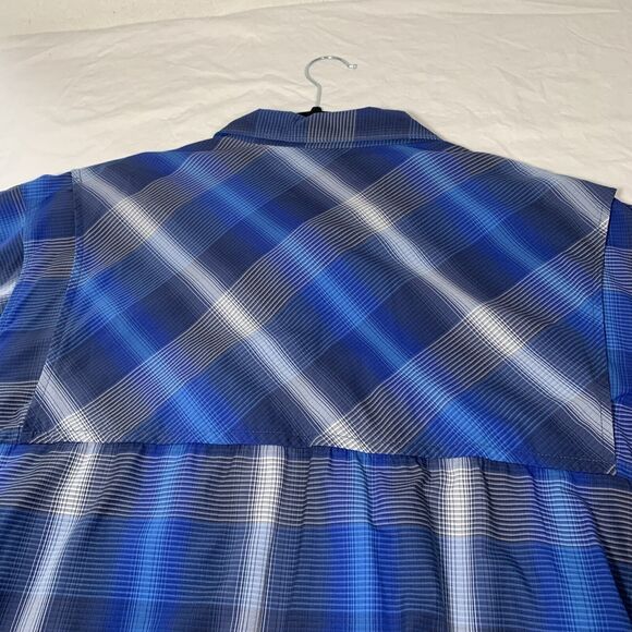 Columbia Shirt Men's XXL Blue Grey White Short Sleeve Omni-Shade Button Up - Picture 3 of 6
